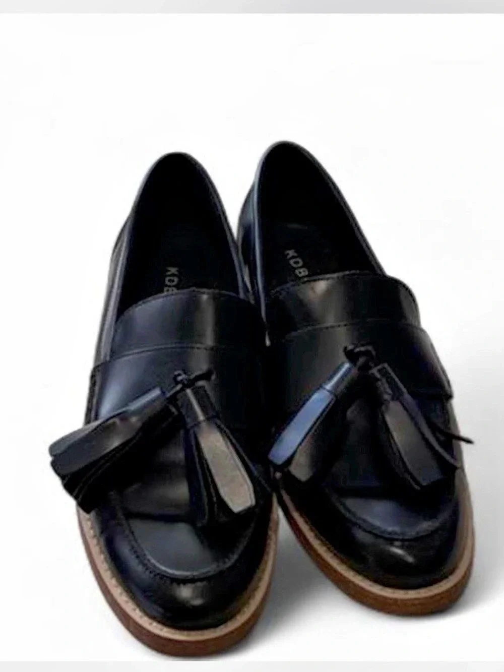 Kelsi Dagger women’s leather Tassel Loafers Black natural color outsole & heels